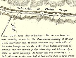 An adaptation of Fremont’s 1842 map of what is now central Nebraska.