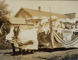 Suffrage float at a parade in Blair, July, 1914