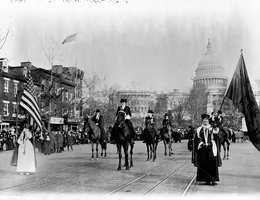 Women suffragists marching on Pennsylvania Avenue, March 3, 1913