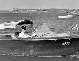 Wooden boat on Lake McConaughy, 1949