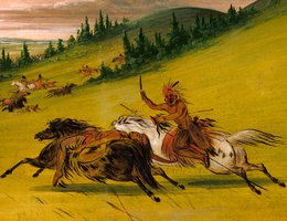 Battle between Sioux and Sauk and Fox 1846-1848, by George Catlin