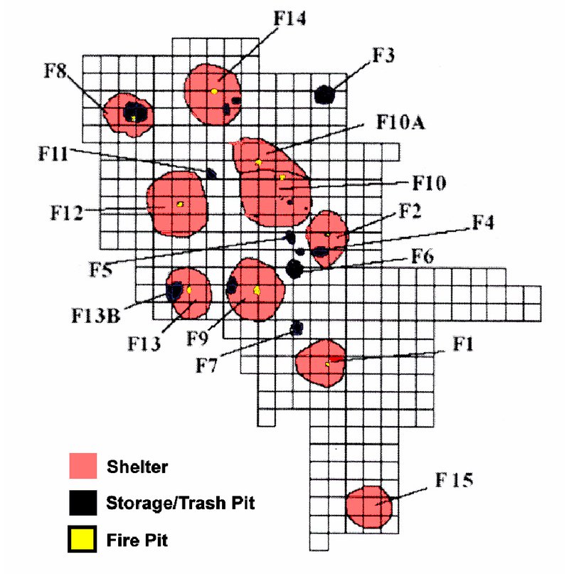 Map of features found at the Schultz site.