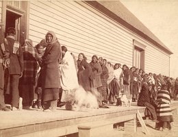 Ration Day at the Commissary at Pine Ridge Reservation, S.D. 1890