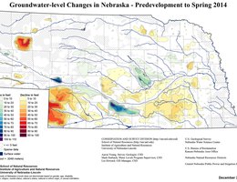 Groundwater map showing changes in groundwater levels from pre-development to Spring 2014