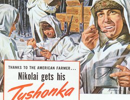 Purina Mills advertisement for pork "tushonka" in World War II
