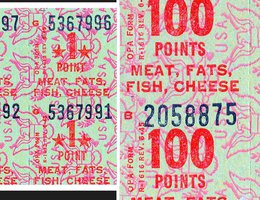 WWII Ration Stamps for Meat, Fats, Fish, Cheese