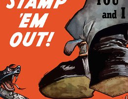 World War II U.S. Propaganda Poster: "Stamp 'Em Out! Beat Your Promise"