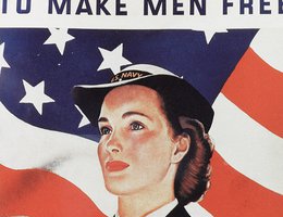 World War II U.S. Recruiting Poster by John Falter: "To Make Men Free. . . you will share the gratitude of a nation when victory is ours. . . Enlist in the WAVES today"