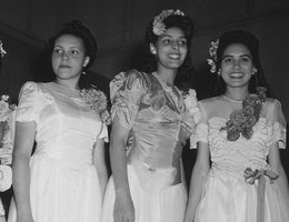 Beauty Contest Winners a the "Wo-Wo" Dance. After the service center for African American troops was opened, a variety of activities became the focus of social life. US Naval Ammunition Depot, Hastings, Nebraska; circa 1944.
