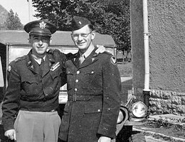 Dr. Carlyle Wilson (on right) with a fellow soldier in Europe, 1940s
