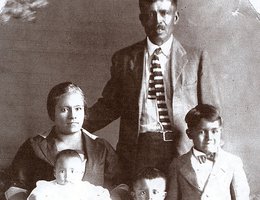 Nick Garcia (bottom row center), his brothers, and parents; Circa late 1920s