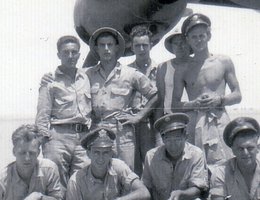 The "Tupelo Lass" crew prior to the Ploesti, Romania raid of August 1, 1943. Second from left, bottom, is pilot Jake Epting. Epting was originally not going to fly, having finished his 25 missions.