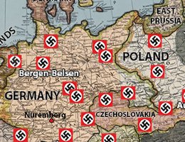 Map of German concentration camps in Europe during World War II, United States War Department, 1945