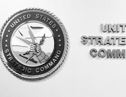 SAC shield at entry of command center, building 501, looking west, Offutt Air Force Base, Strategic Air Command Headquarters & Command Center