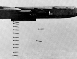 The B-52 came into service in 1955. The new bomber had a crew of six and could carry between 30,000 – 70,000 pounds of bombs anywhere in the world. It is still in service.
