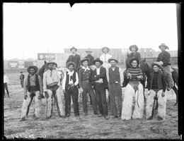 Bunch of genuine old time cowboys and bronco busters at Denver, Colorado, 1905